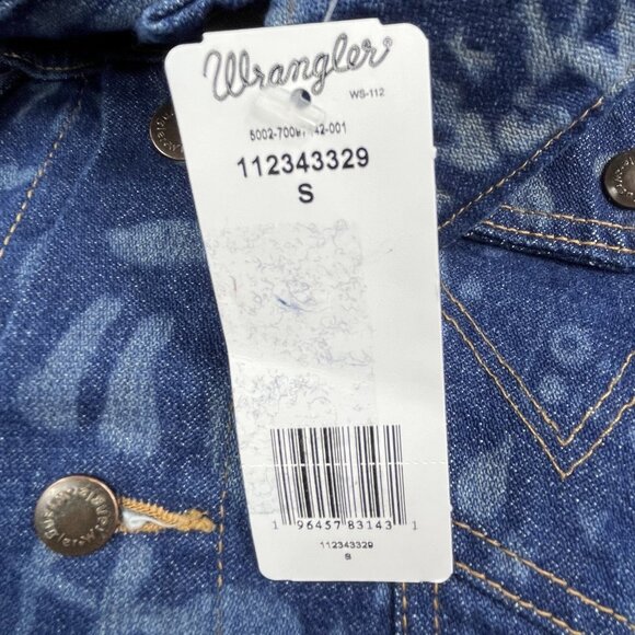 Wrangler x Deadfellaz Trucker Jacket Men's Small Blue DFZ All Over Print Denim - Picture 4 of 10